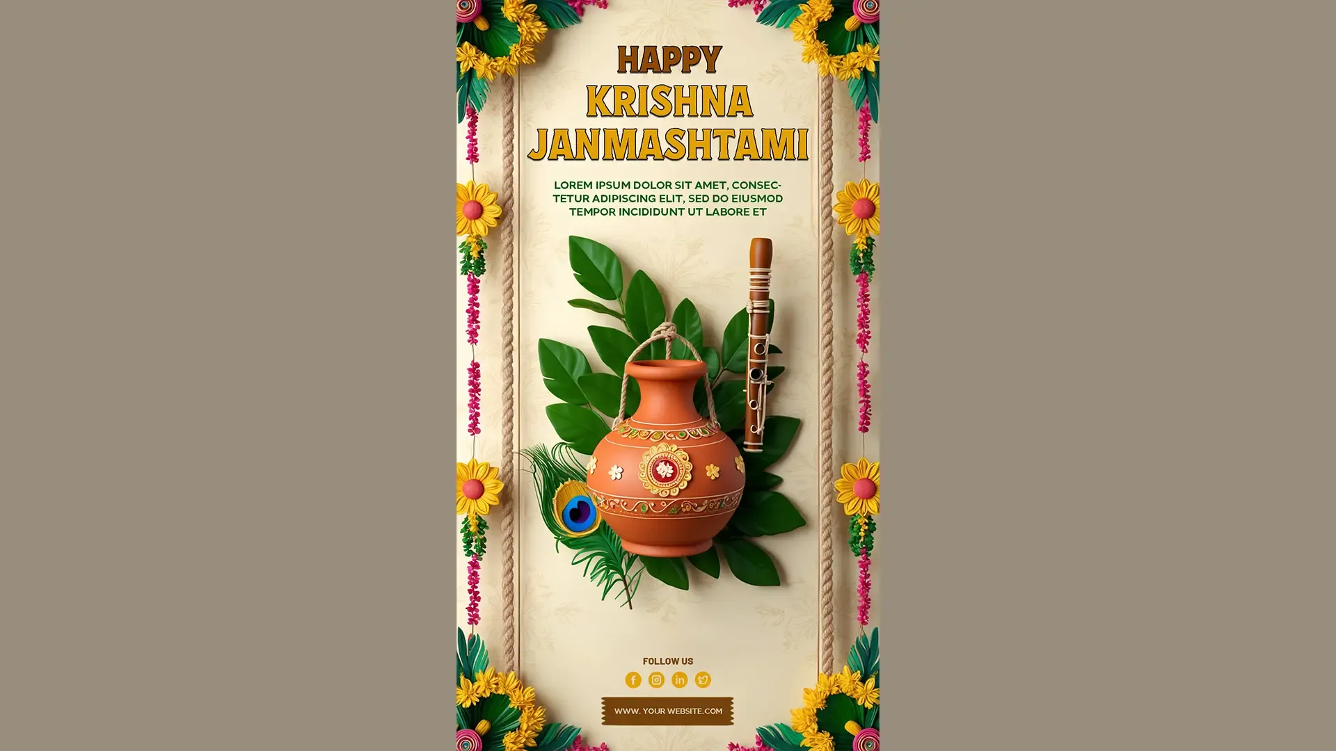 Vibrant Krishna Janmashtami Instagram Story PSD Template